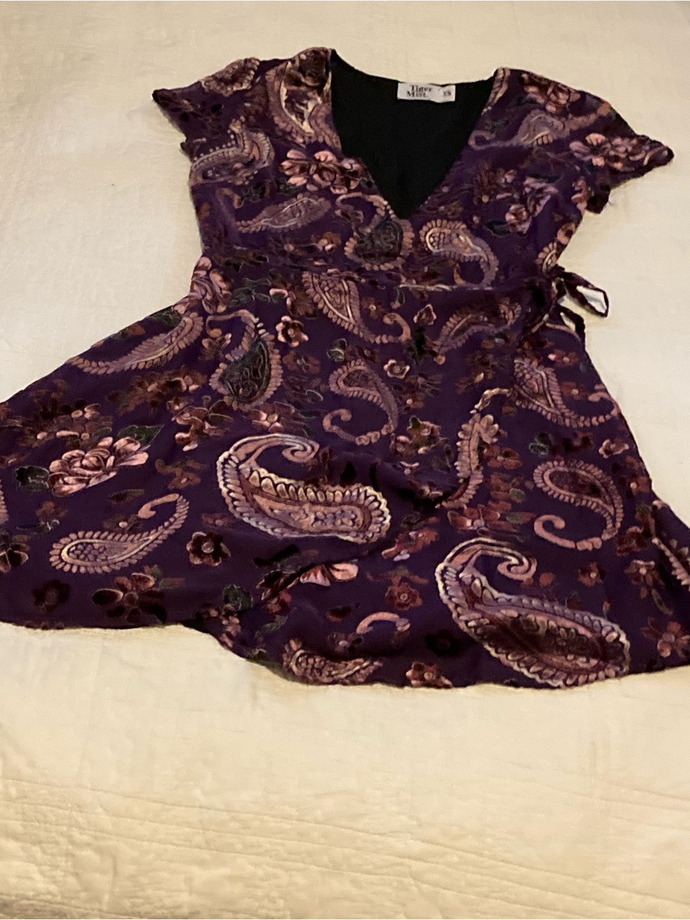 Tiger Mist Purple Paisley Wrap Dress